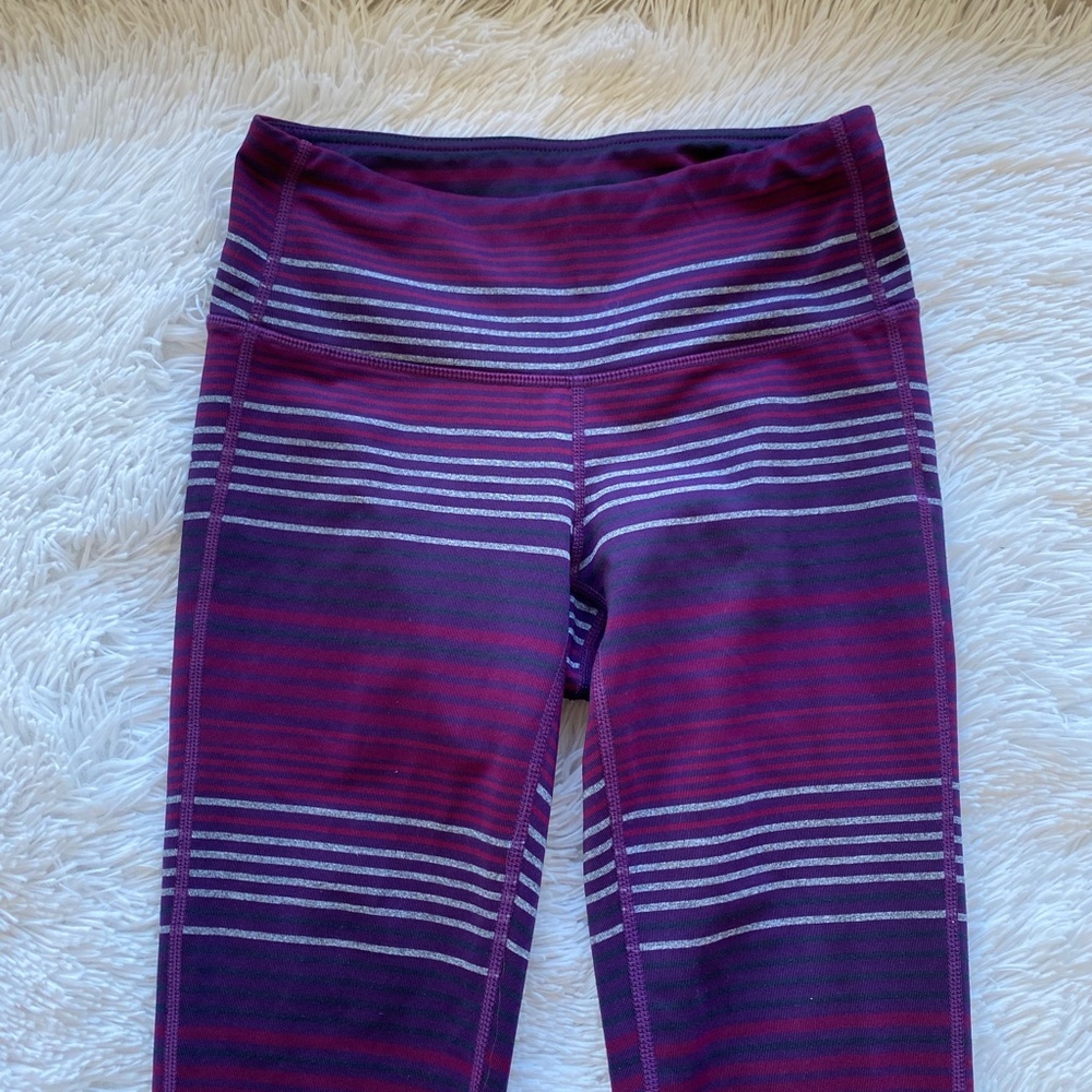 ATHLETA Colorblock Purple Striped Chaturanga Leggings 349333 Extra Small XS - Picture 8 of 11